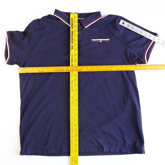 Ben Sherman Polo T-Shirt Short Sleeve Tee Button Collar XXL Navy Blue Red White - Picture 2 of 7